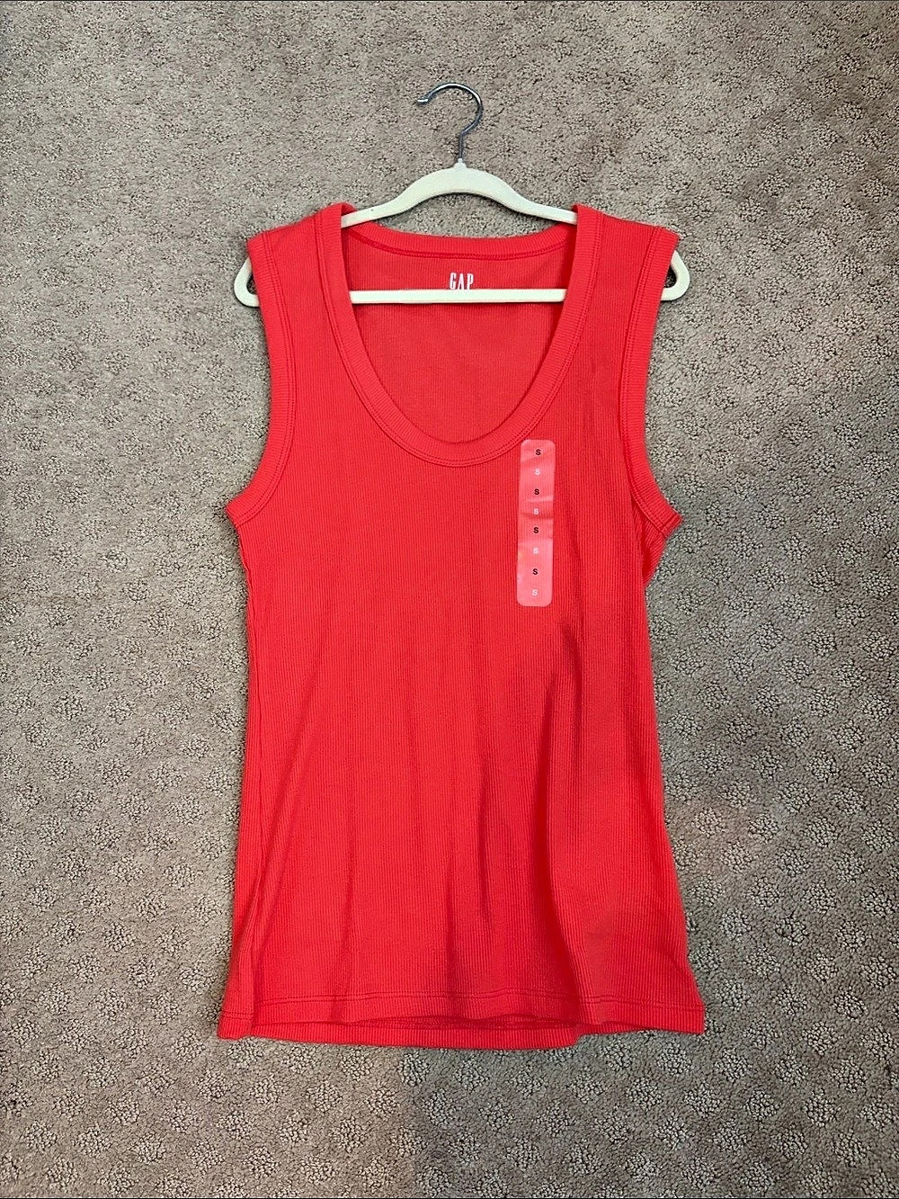Gap Rib Scoop Tank Top Ribbed Scoop Neck Orange/Red Size Small NWT
